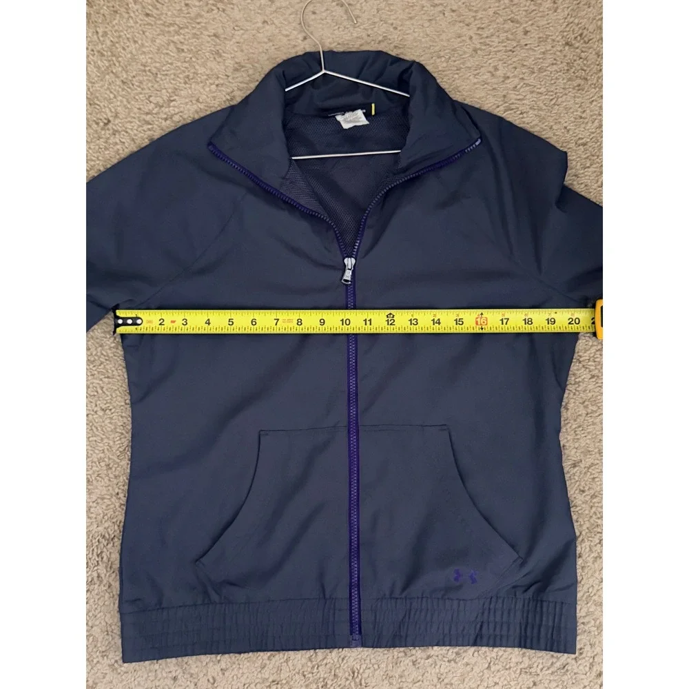 Under Armour‎ Womens Gray Purple Full Zip Windbreaker Mesh Lined Jacket Size M